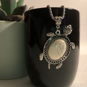 Turtle Necklace with Beautiful Inlaid Stone